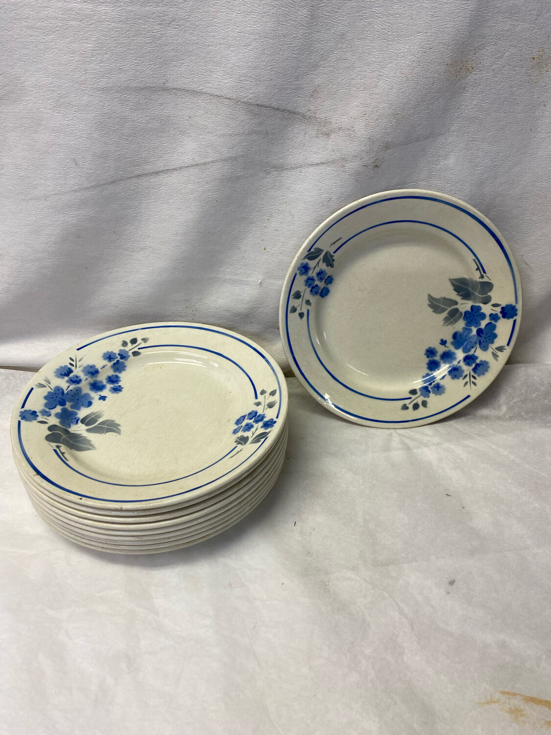 Set of 10 old plates PB Rochechouart Limoges