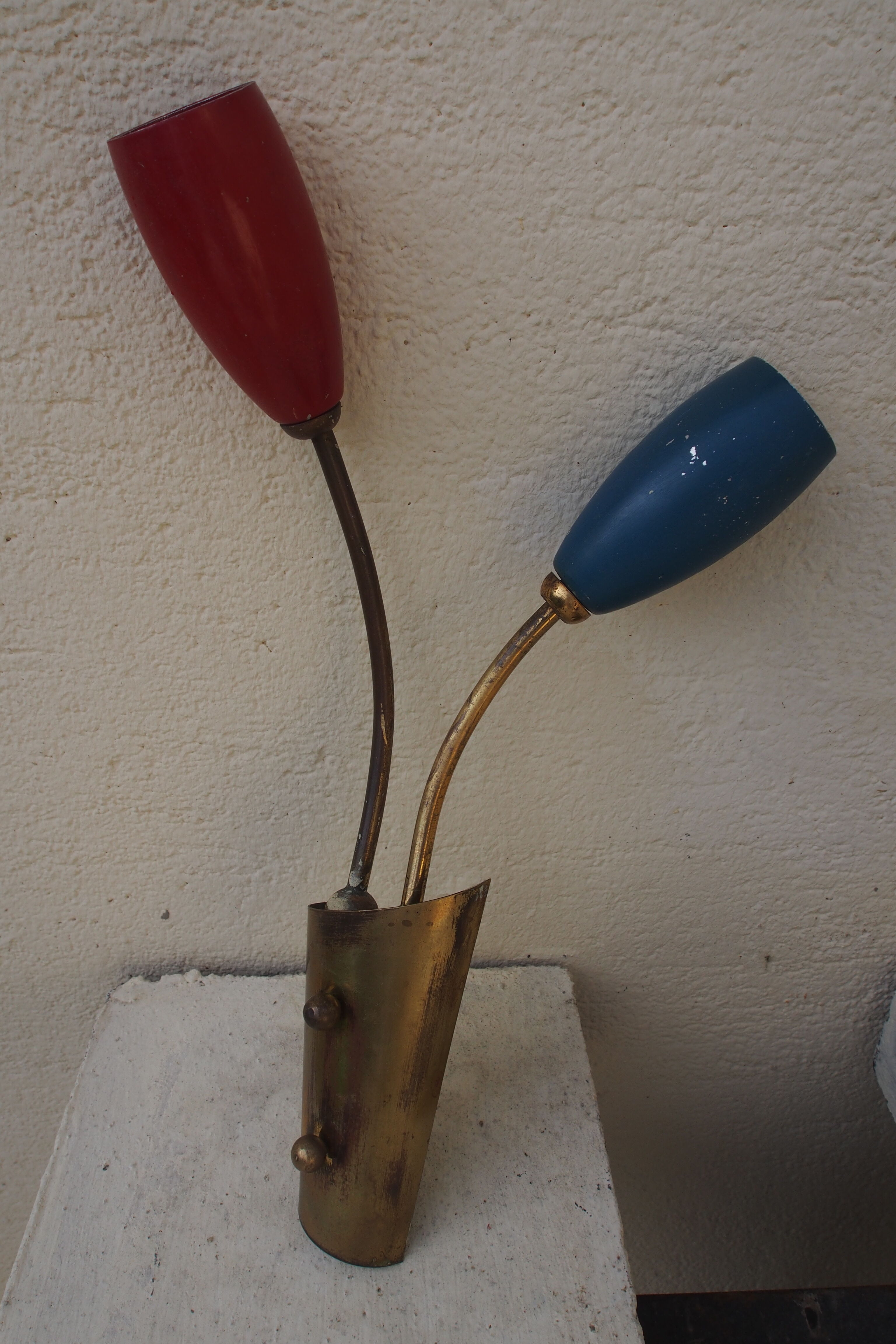 Apply wall brass and iron enameled italy 1950