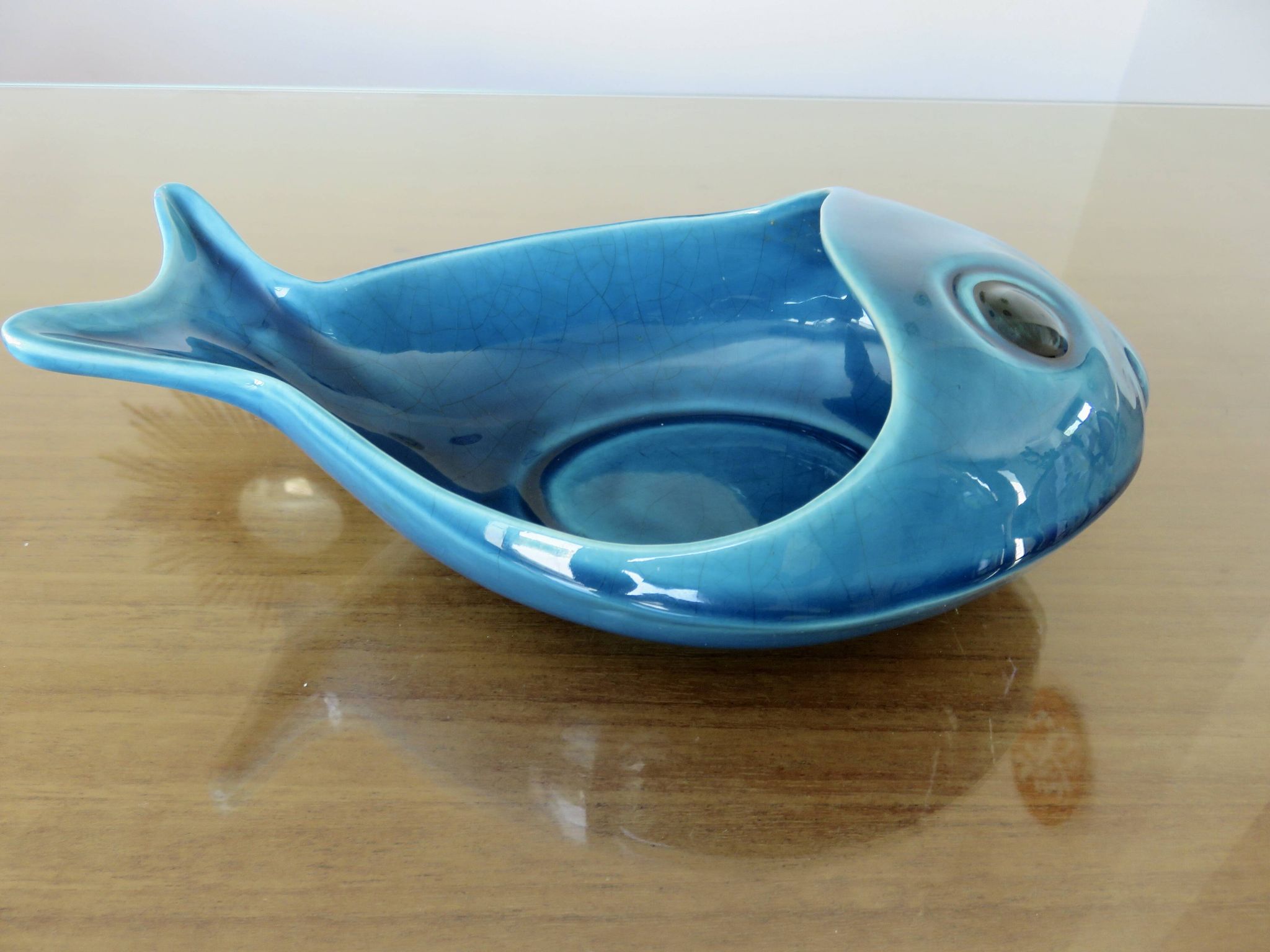 Empty pocket, blue cracked Charolles ceramic, 1960s