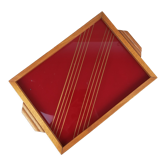 Red tray - glass and wood