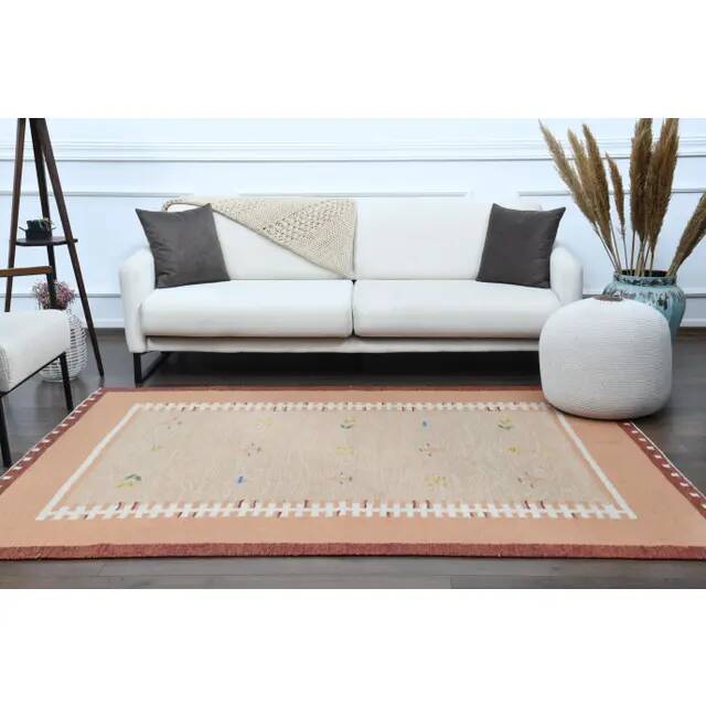 1970s Vintage Turkish Oushak Handmade Wool Cotton Orange Area Rug 173x223
