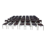 Series of 42 civic chairs year 1970 stackable chrome and skai