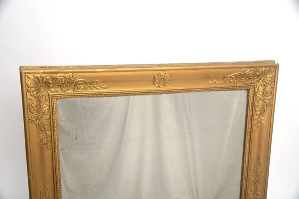 Ancien miroir doré avec glace au mercure, XIXe siècle