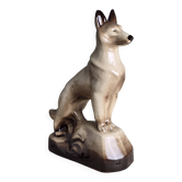 Chien de berger en porcelaine, grande sculpture décorative