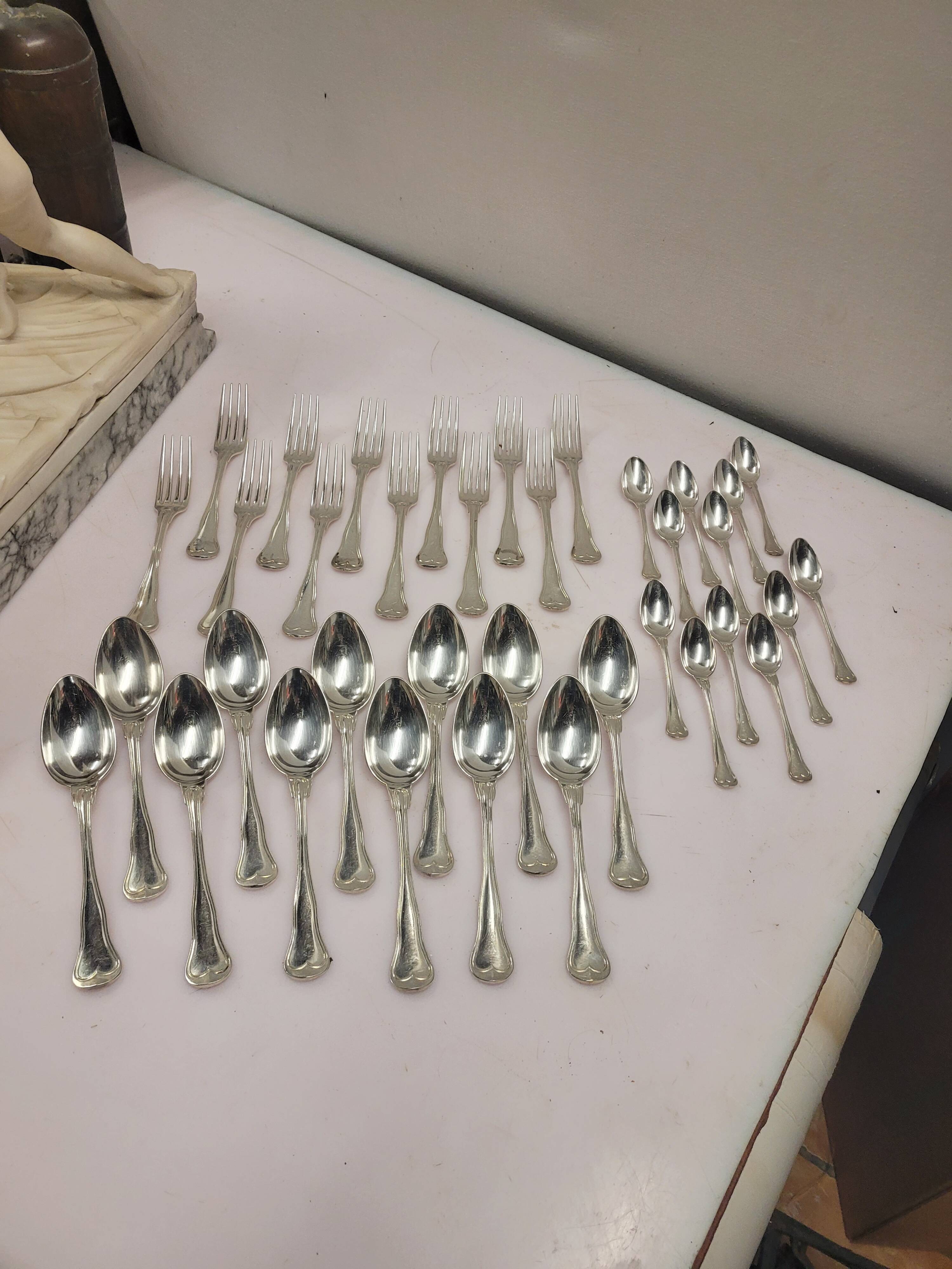 Christofle cutlery set in silver metal 36 pieces with its box