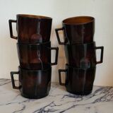 Set of amber glass coffee cups
