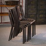 Set of 6 Tolix chairs model T3 by Xavier Pauchard 1950's