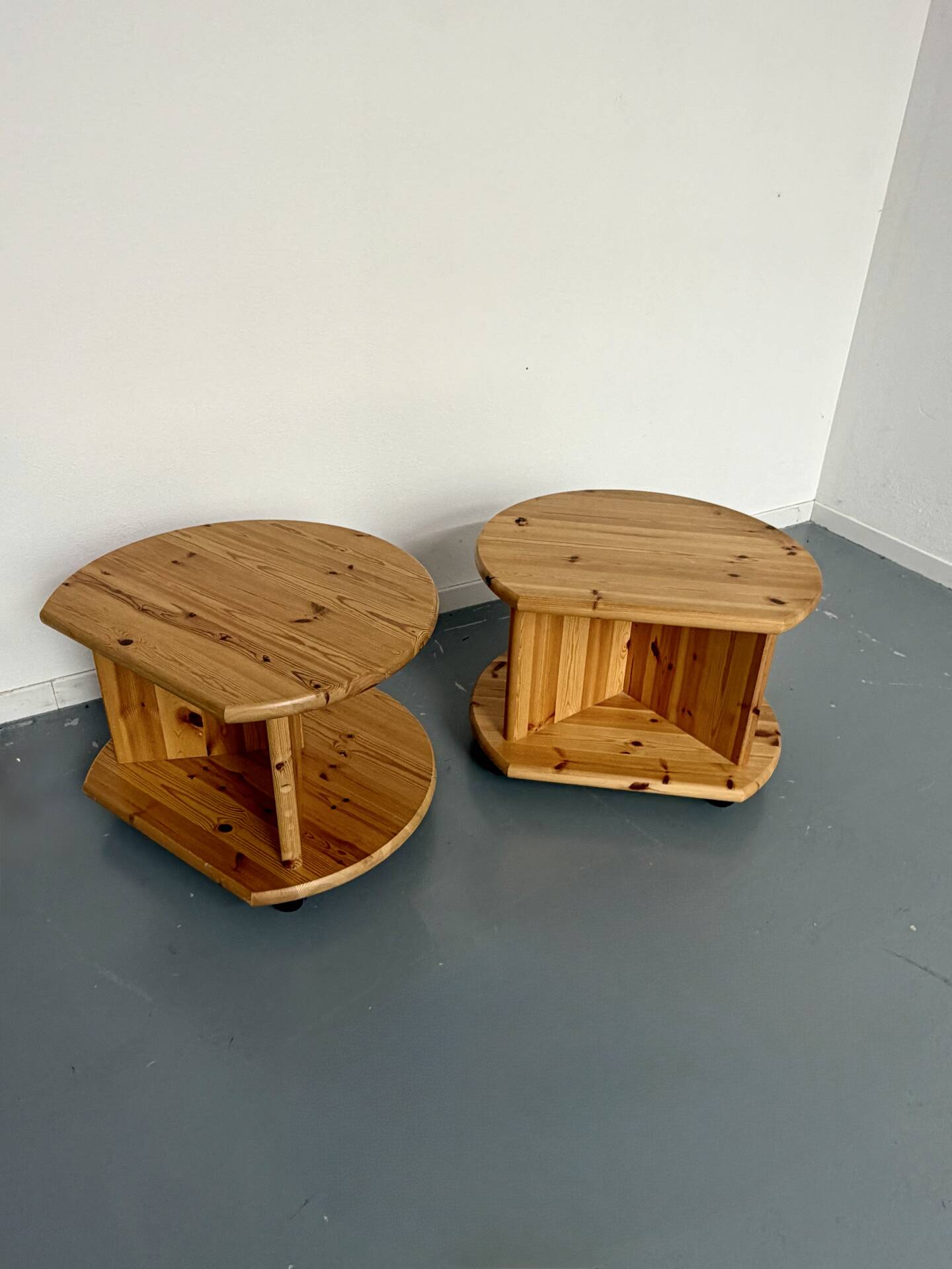 Side table, end table X2, solid pine, 1970s design.