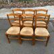 6 solid wood straw-seated Louis Philippe chairs, oak, 20th century.