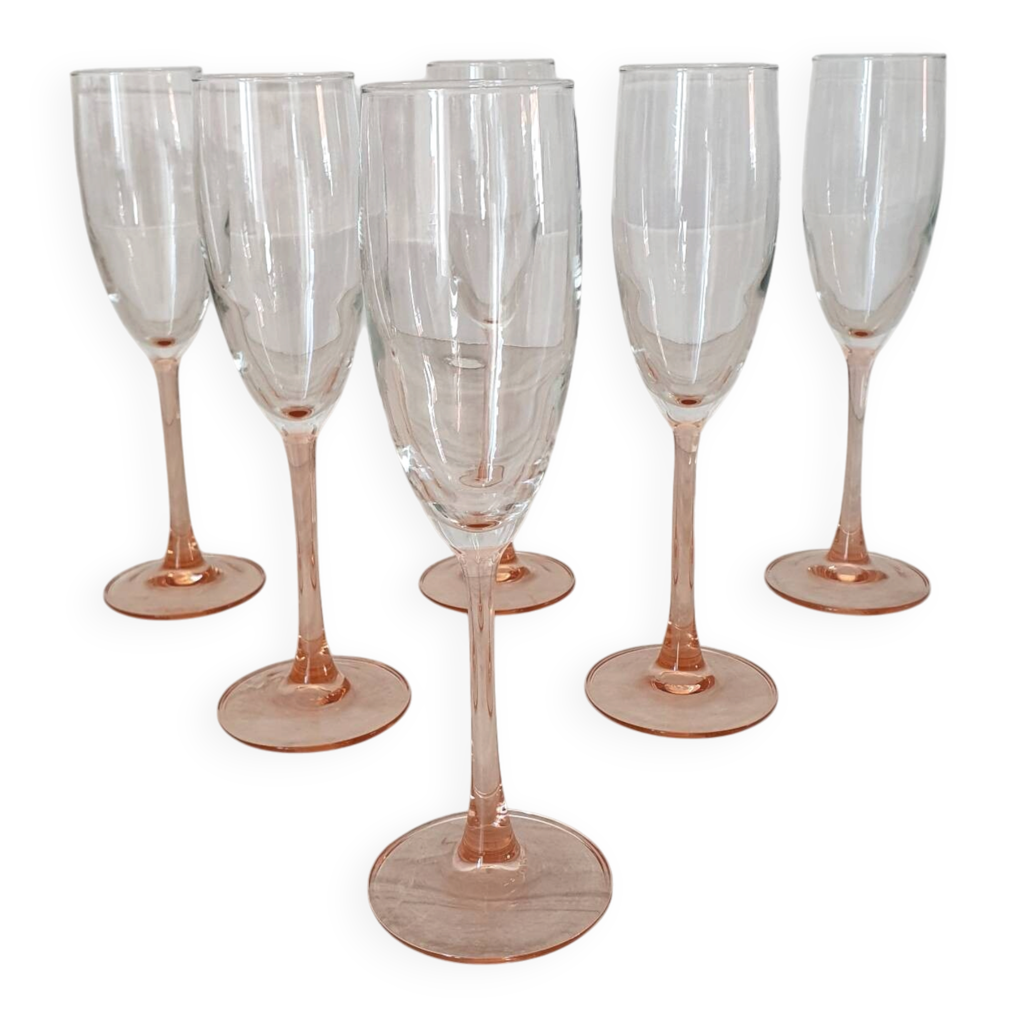 Pink stem champagne flutes