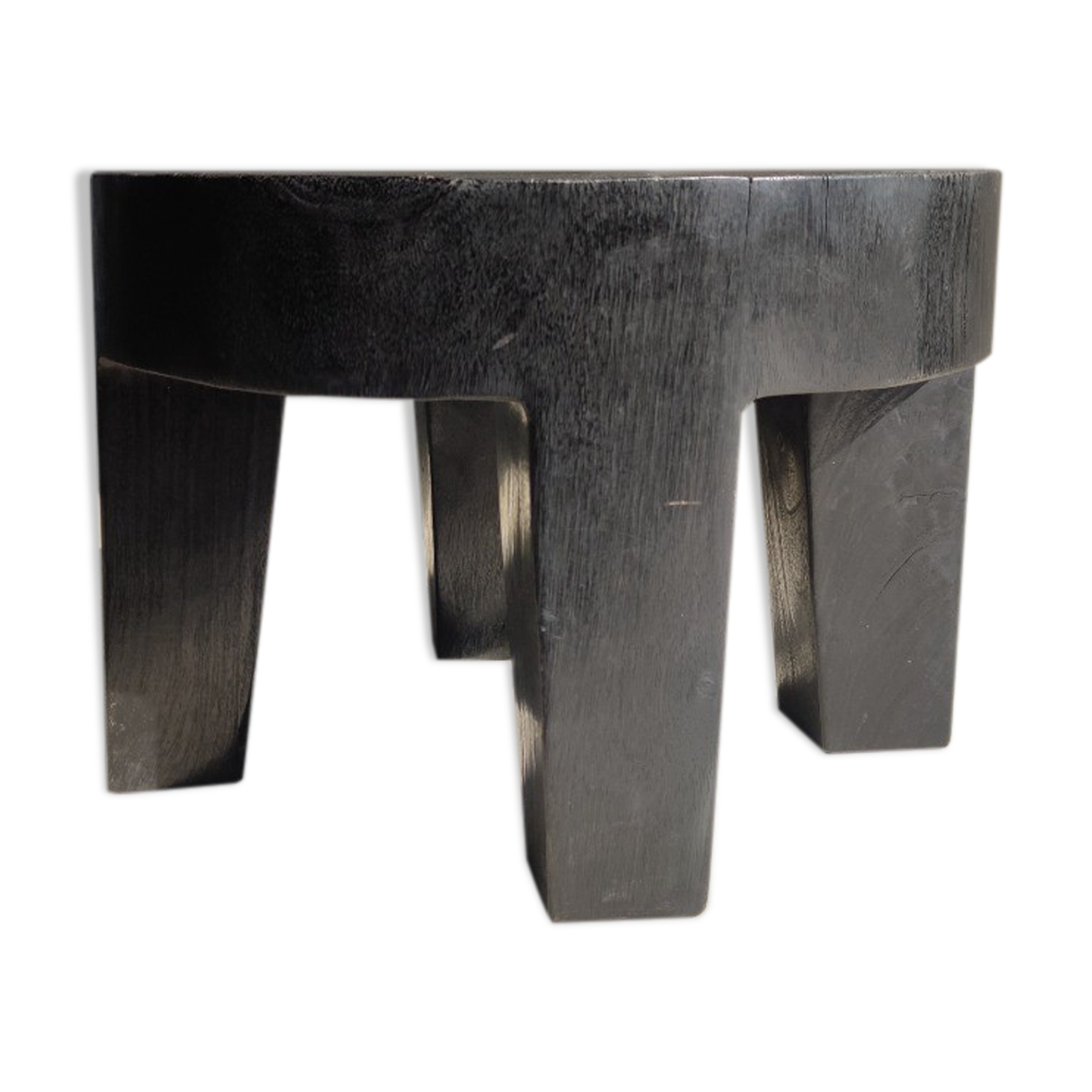 Quadripod coffee table in black monoxyl solid wood