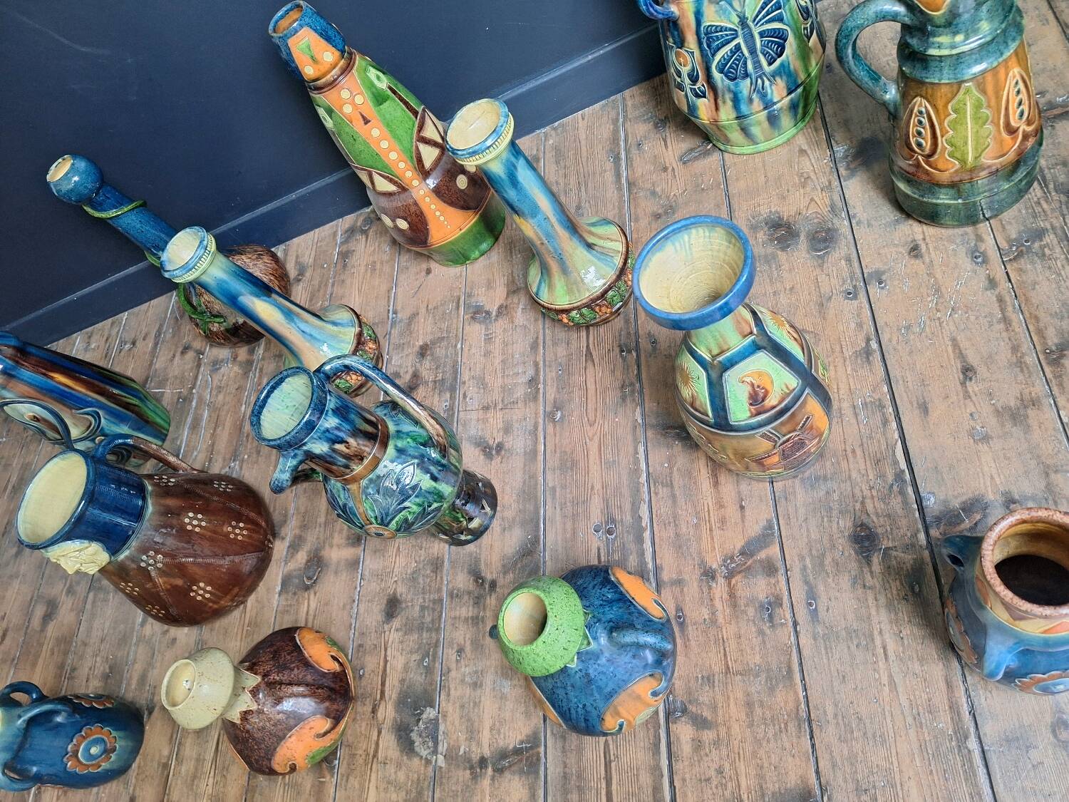 Vases, Flemish pottery from Thulin, Art Nouveau, Art Deco