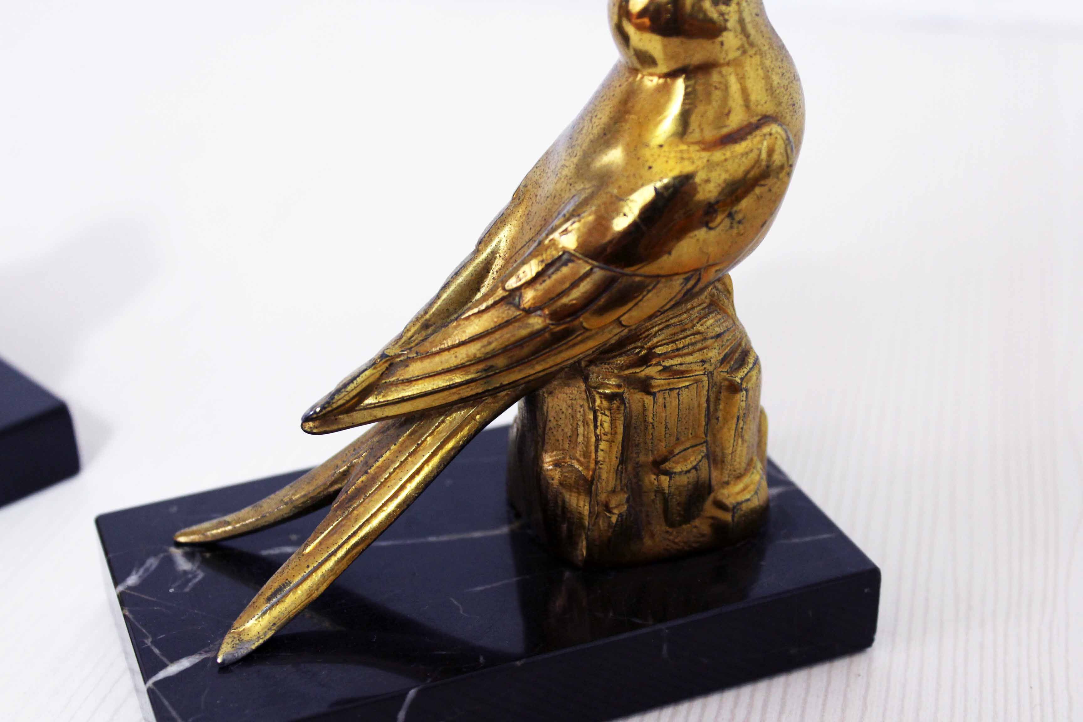 Serre livres "oiseaux" en laiton et marbre