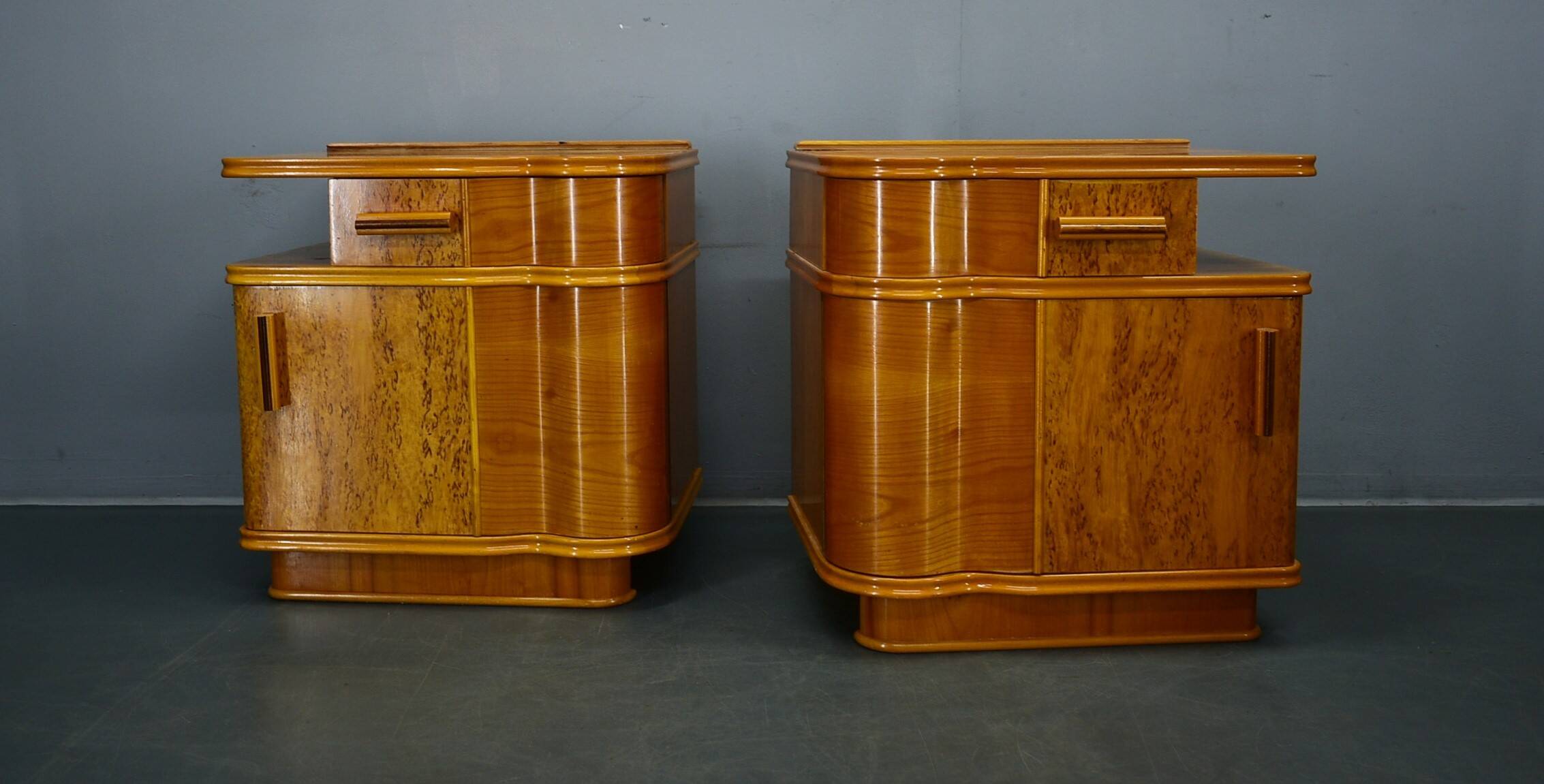1939s pair of Art Deco bedside tables, Czechoslovakia