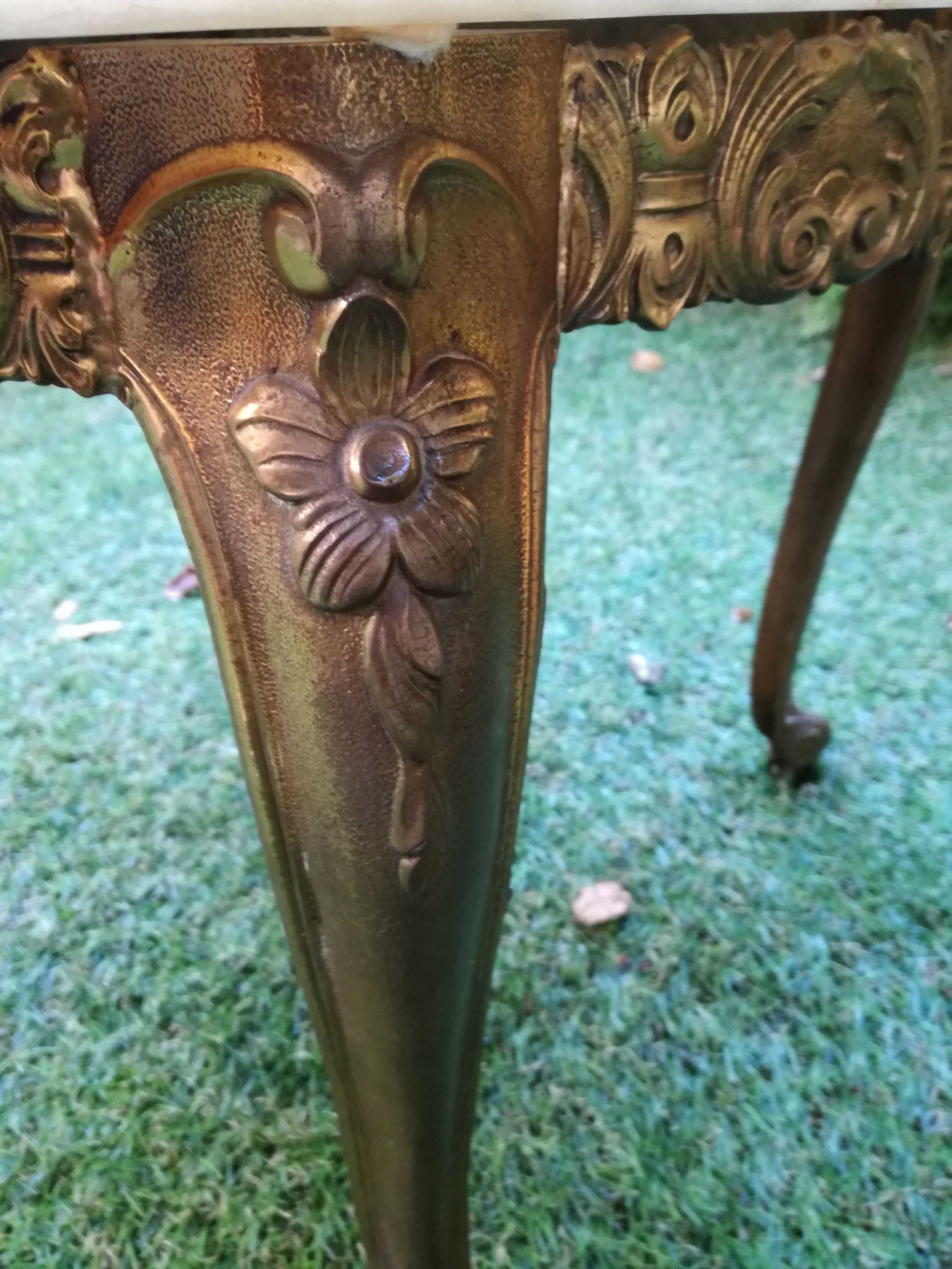 Louis XV coffee table bronze and marble