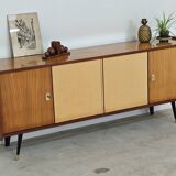 4-door sideboard in light beige and German wood from the 60s