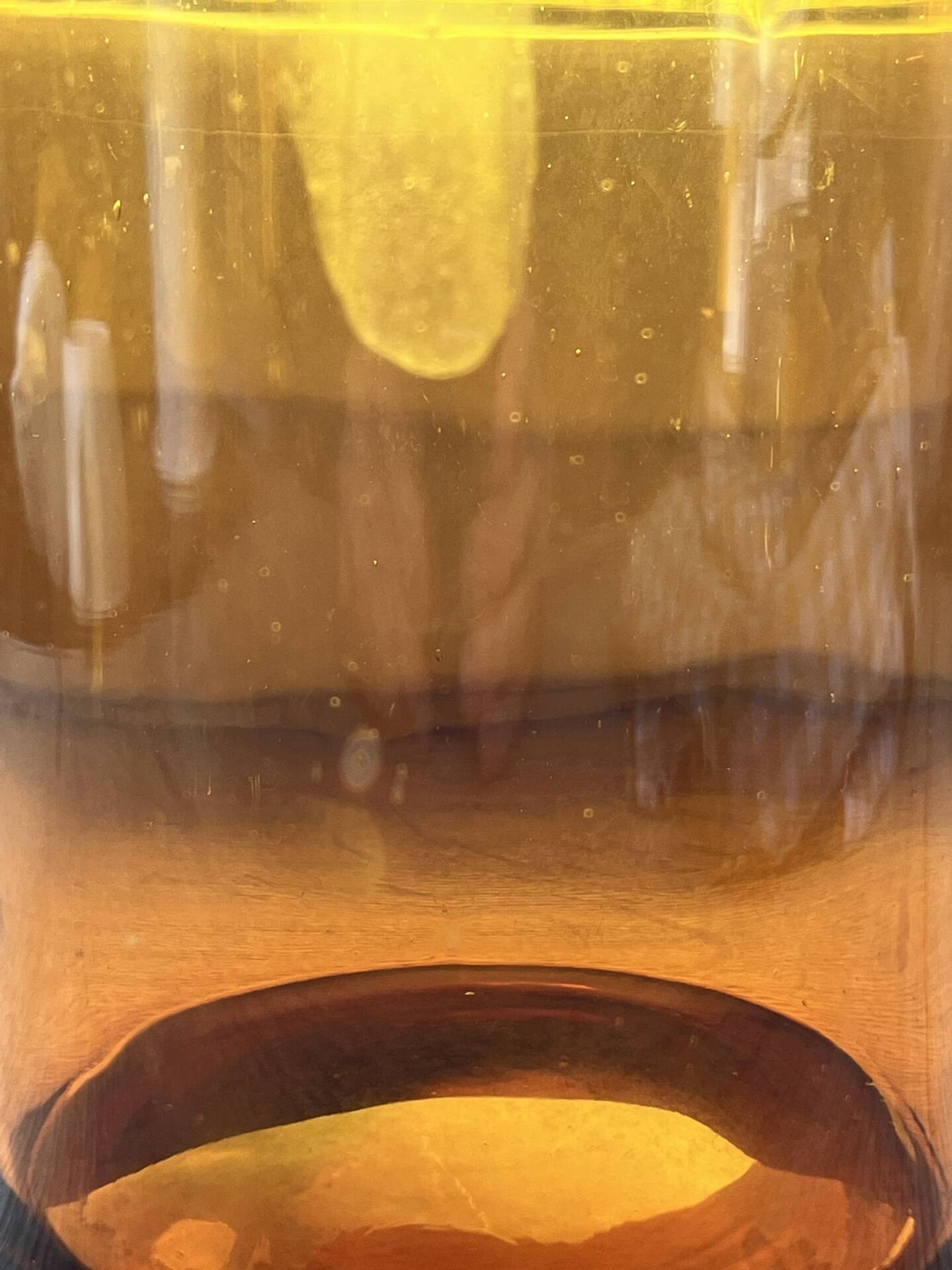 Amber glass vase bottle