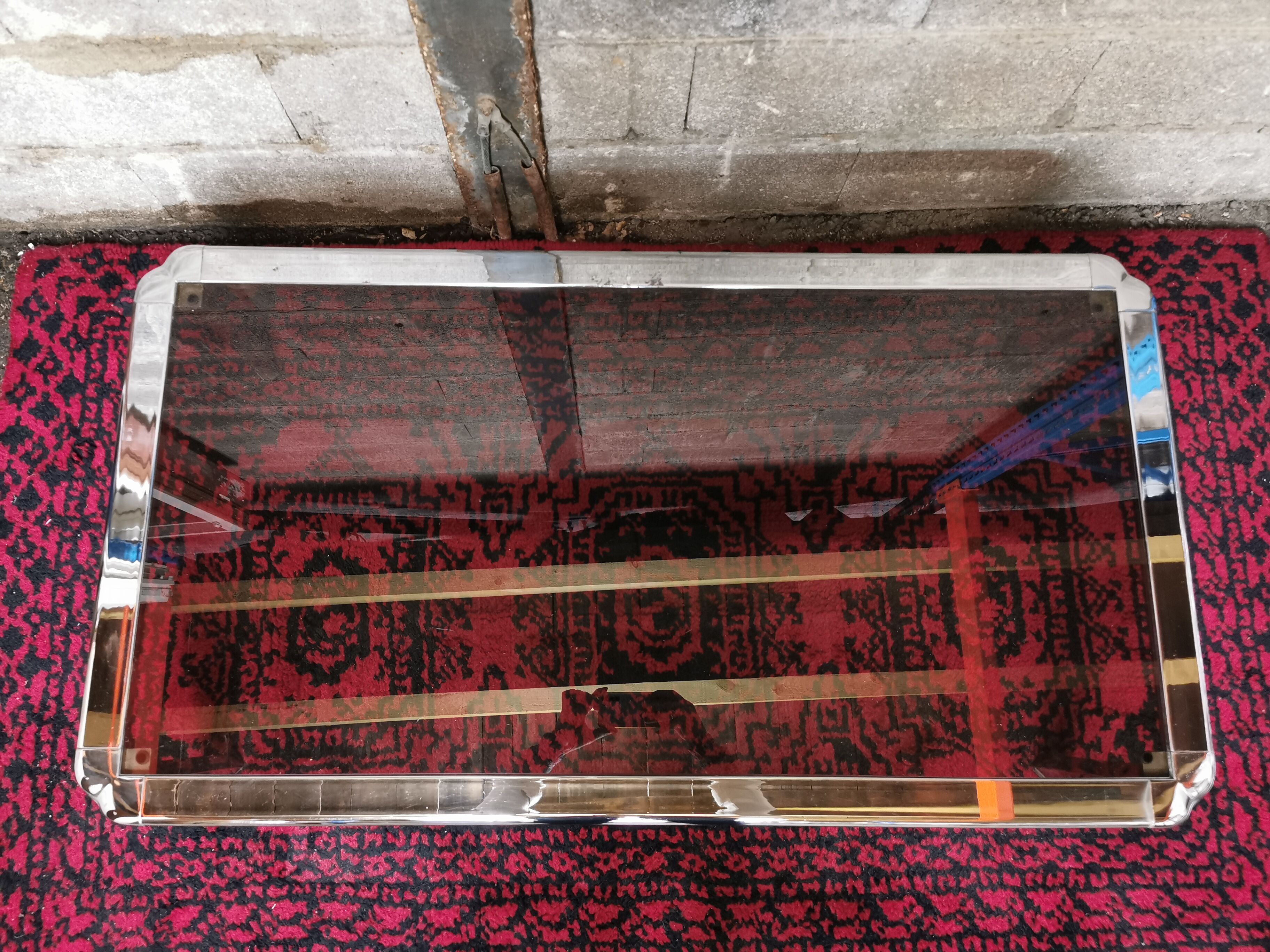 Chrome coffee table and smoked glass
