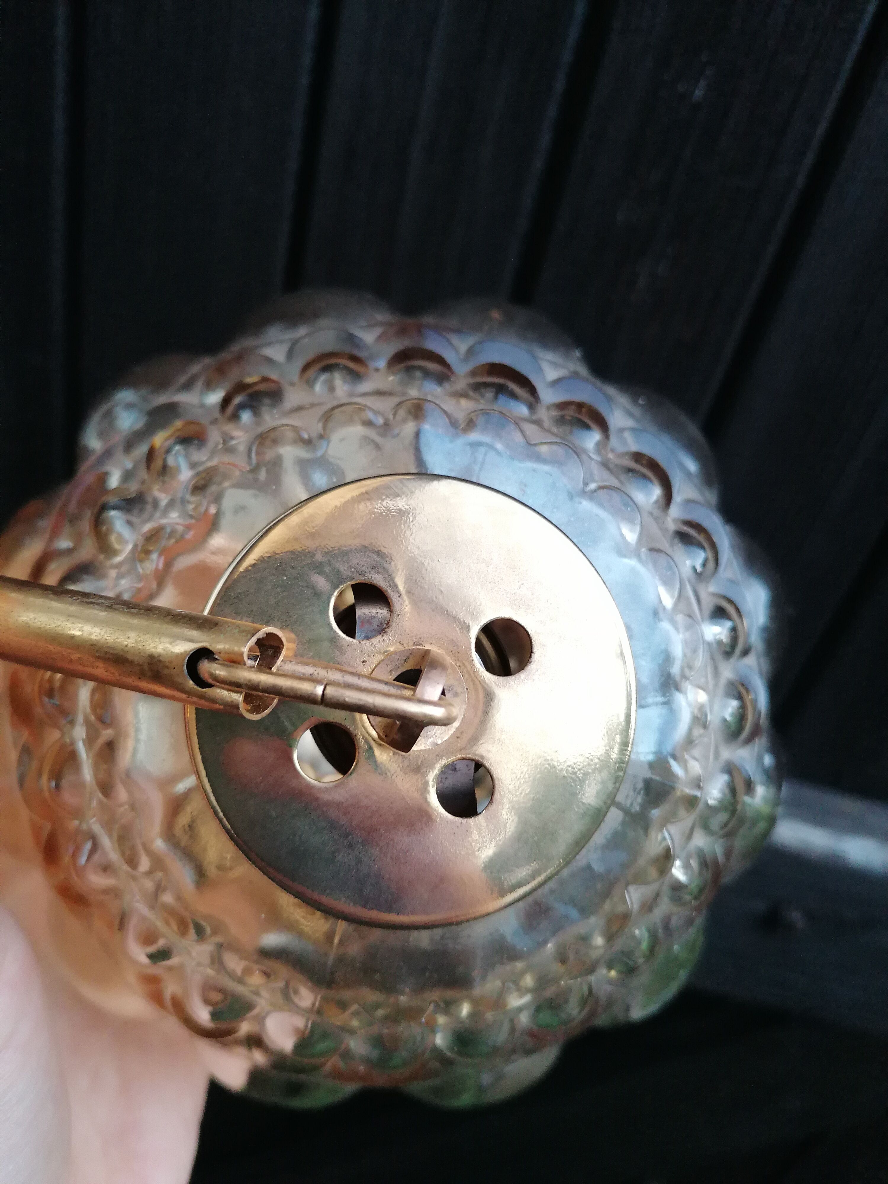 Suspension globe amber glass vintage bubbles 60s / vintage ceiling light / glass empoli