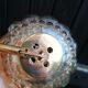 Suspension globe verre ambré bulles vintage 60s / plafonnier vintage / verre empoli