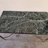 Brass coffee table with Alpine green veined marble top - 1960