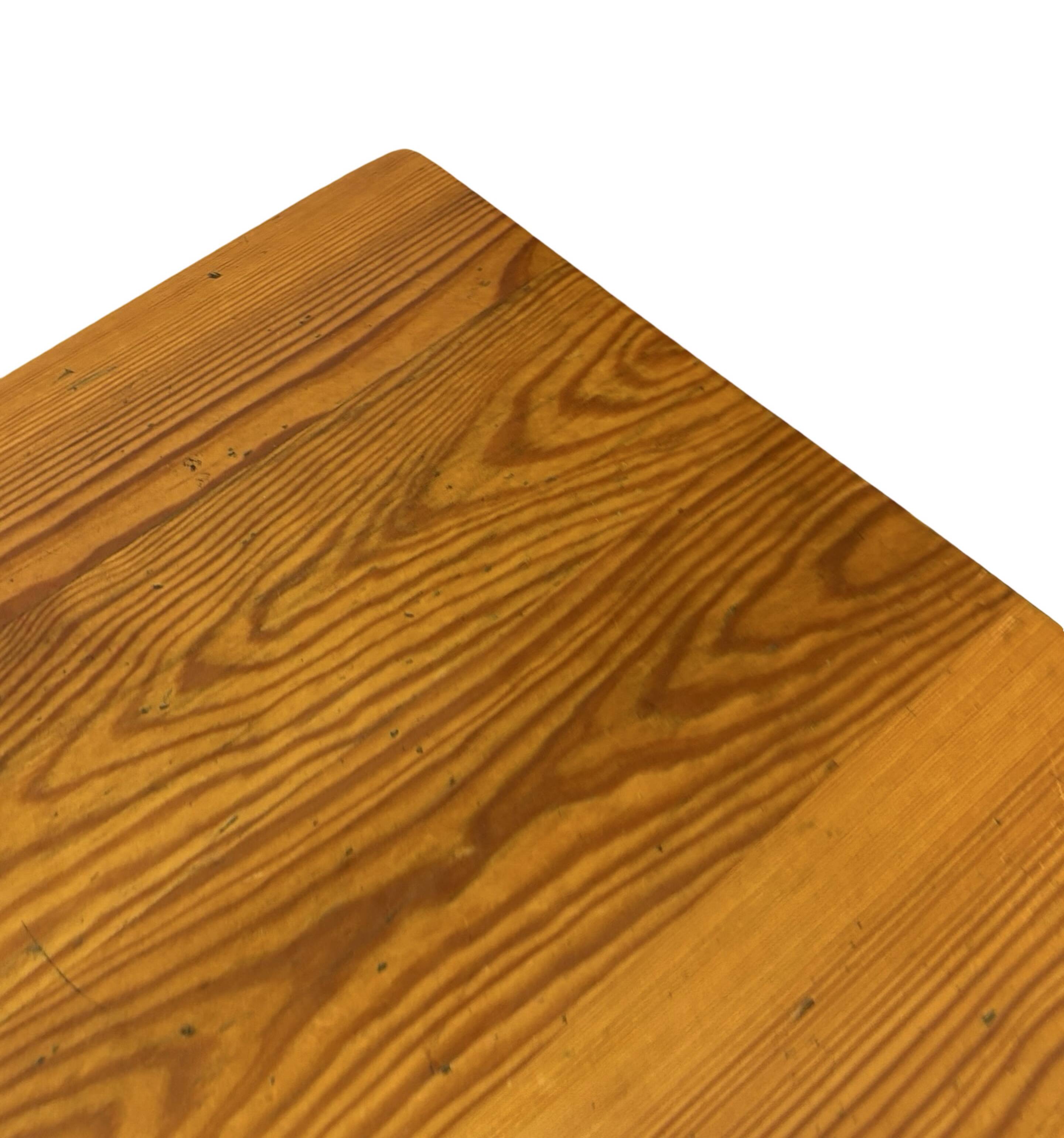 Vintage Pinewood Dining Table Desk with Drawer 60s Design