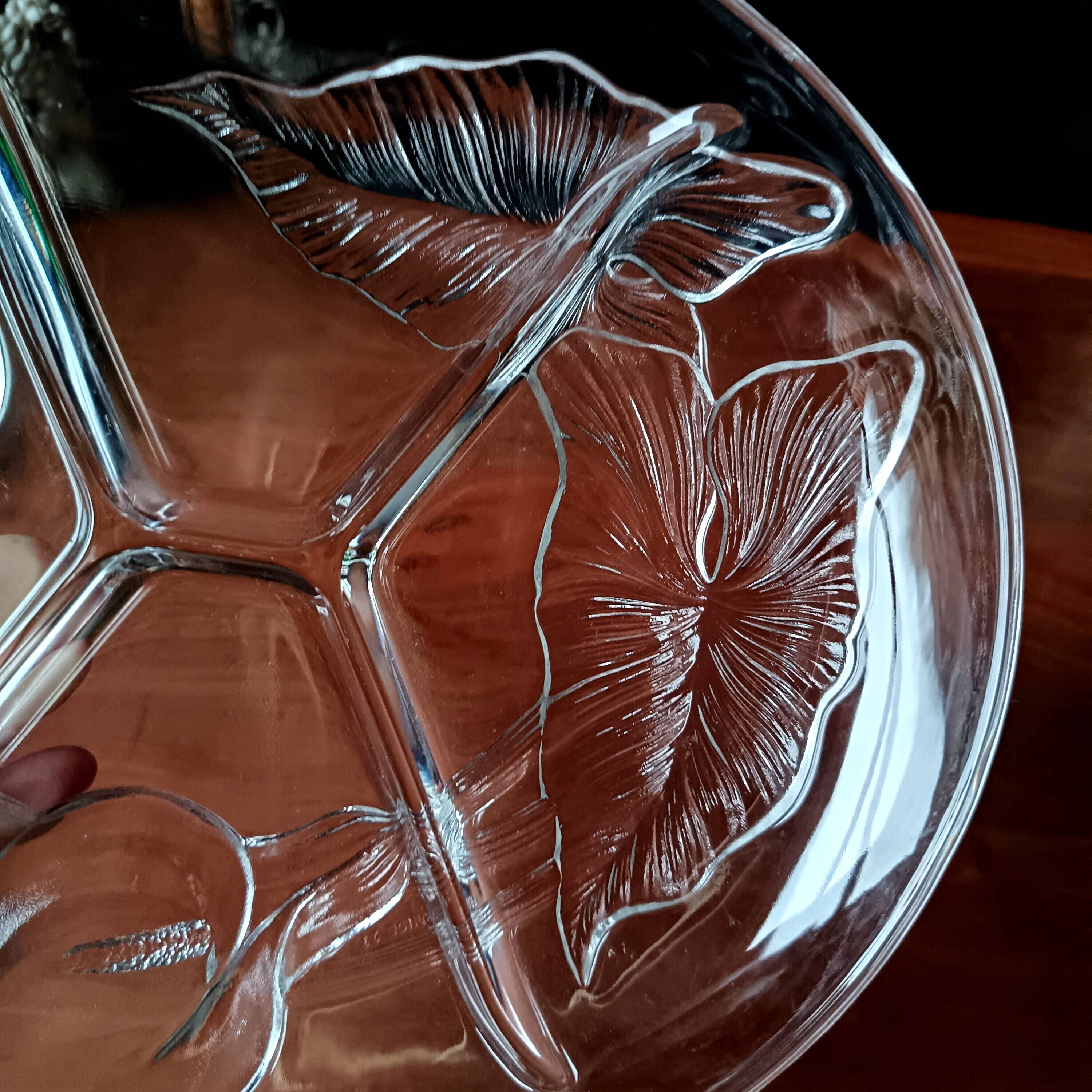 Plar apéritif vintage 4 compartiments verre et métal doré