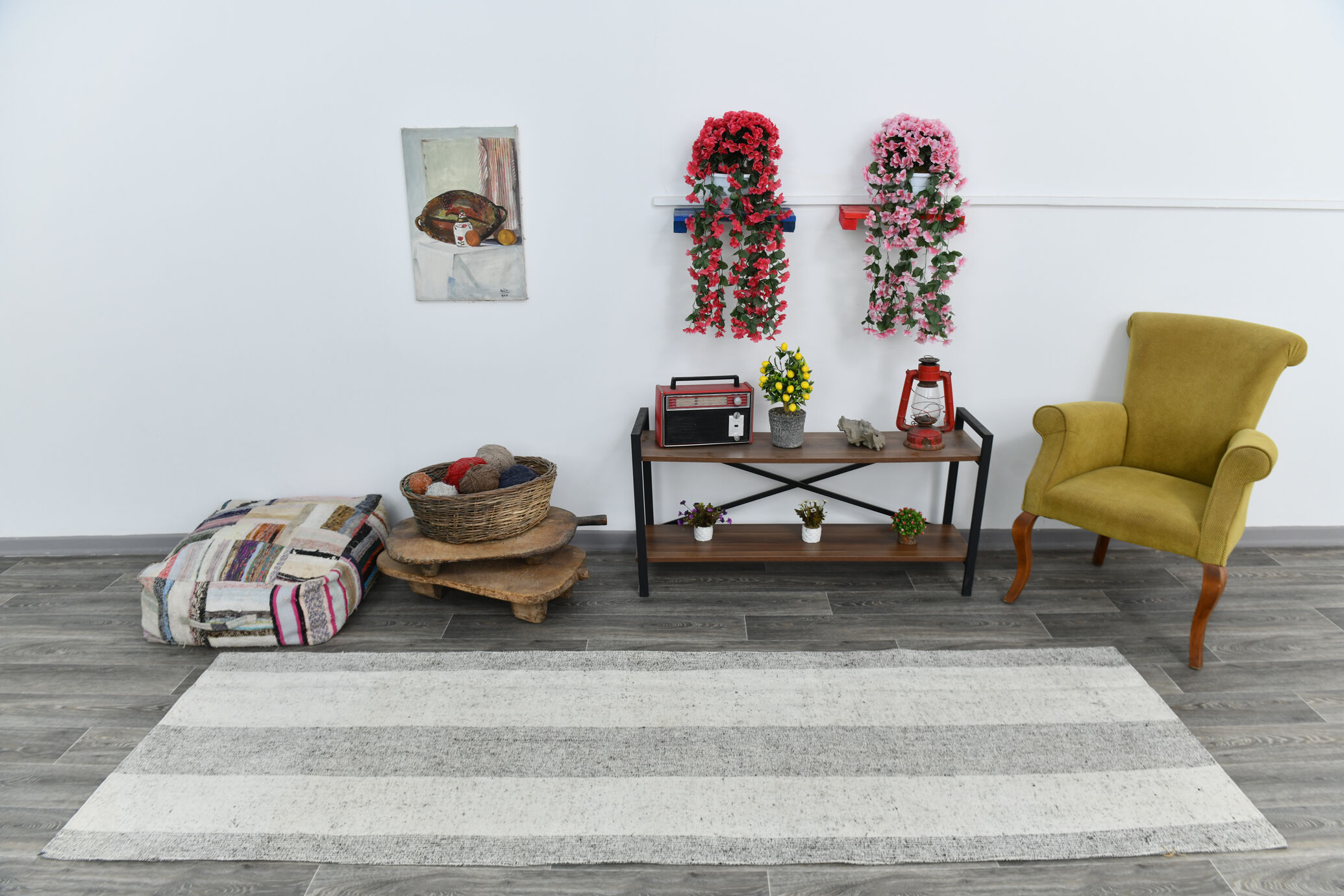 Scandinavian vintage runner rug 90x287cm