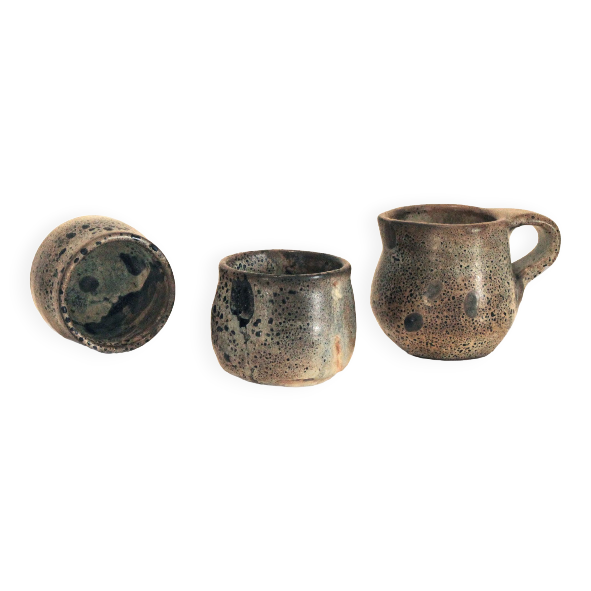 Set 2 cups & 1 pot in stoneware