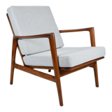 Scandinavian armchair Stefan, restored, 1960s, light grey, teak