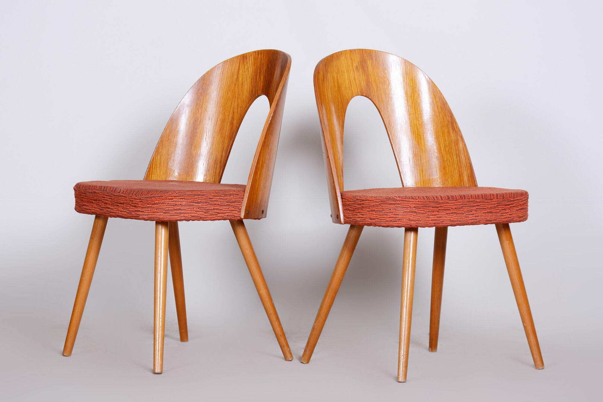 Pair of Mid Century chairs made in 1950s Czechia, designed by Antonín Šuman