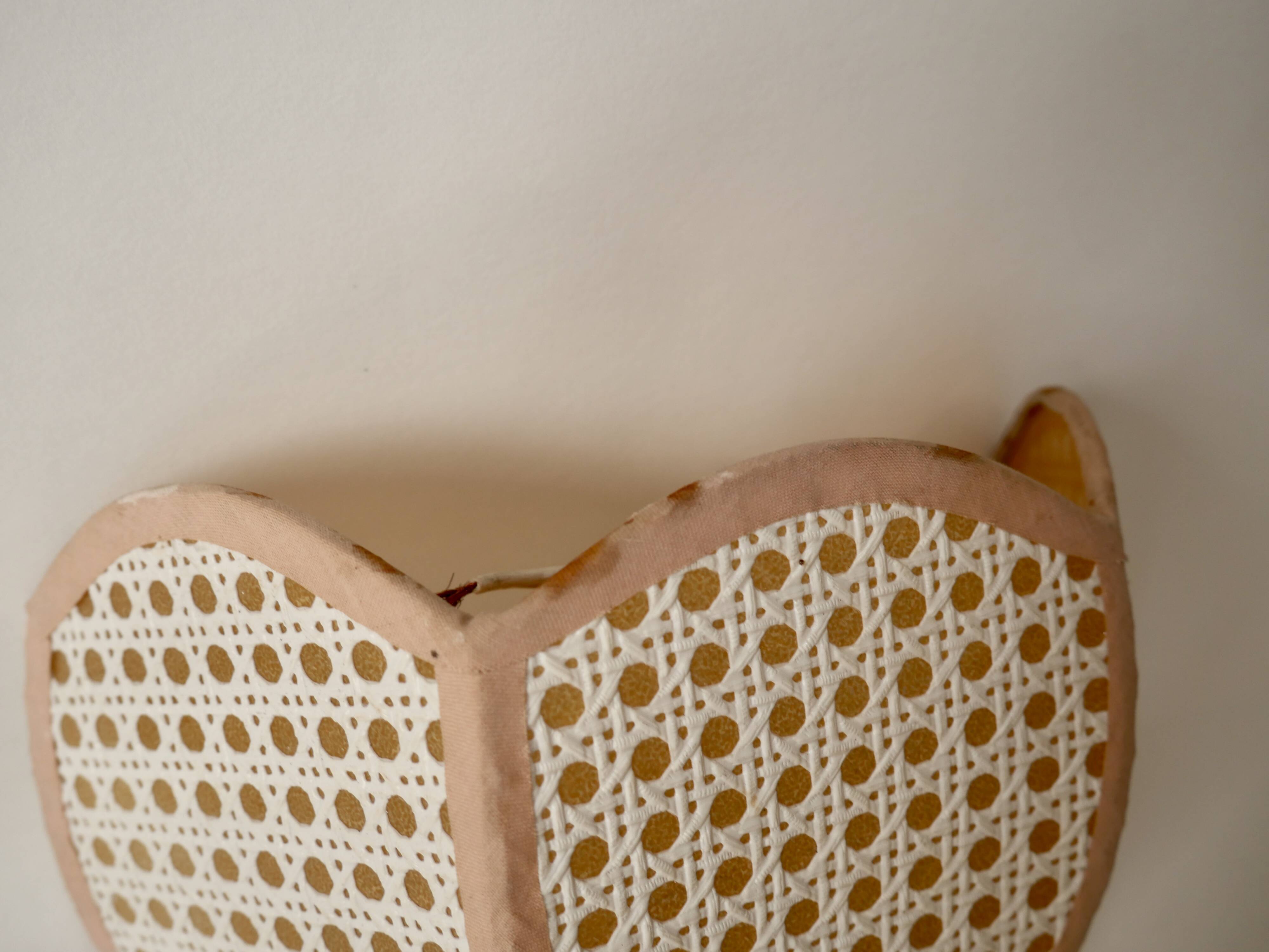 Pair of lotus cane wall lights from the 50s and 60s