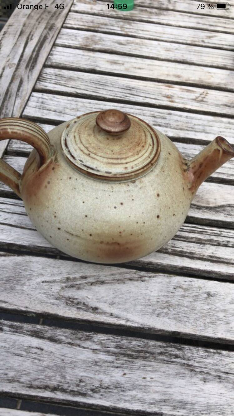 Signed artisan sandstone teapot