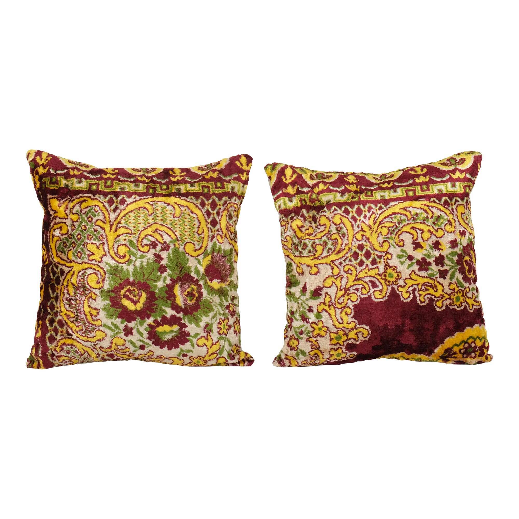 Set of 2 vintage velvet cushion covers 51x51 cm