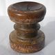 Candle holder round wood old teak patina of origin India