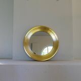 Modern round brass mirror from the mid-century by Glasmäster in Markaryd, Sweden, 1960s.
