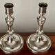 Pair of Christofle silver metal candle holders.