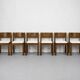 6 brutalist oak chairs, 1970