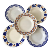 lot of 5 mismatched hollow plates Badonviller and Digoin Sarreguemines model "Casino" years 4