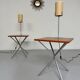 Side table / bedside table with designer lighting, Ligne Roset metal and wood