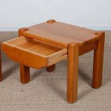 Pair of bedside tables in solid elm from the 1980s.