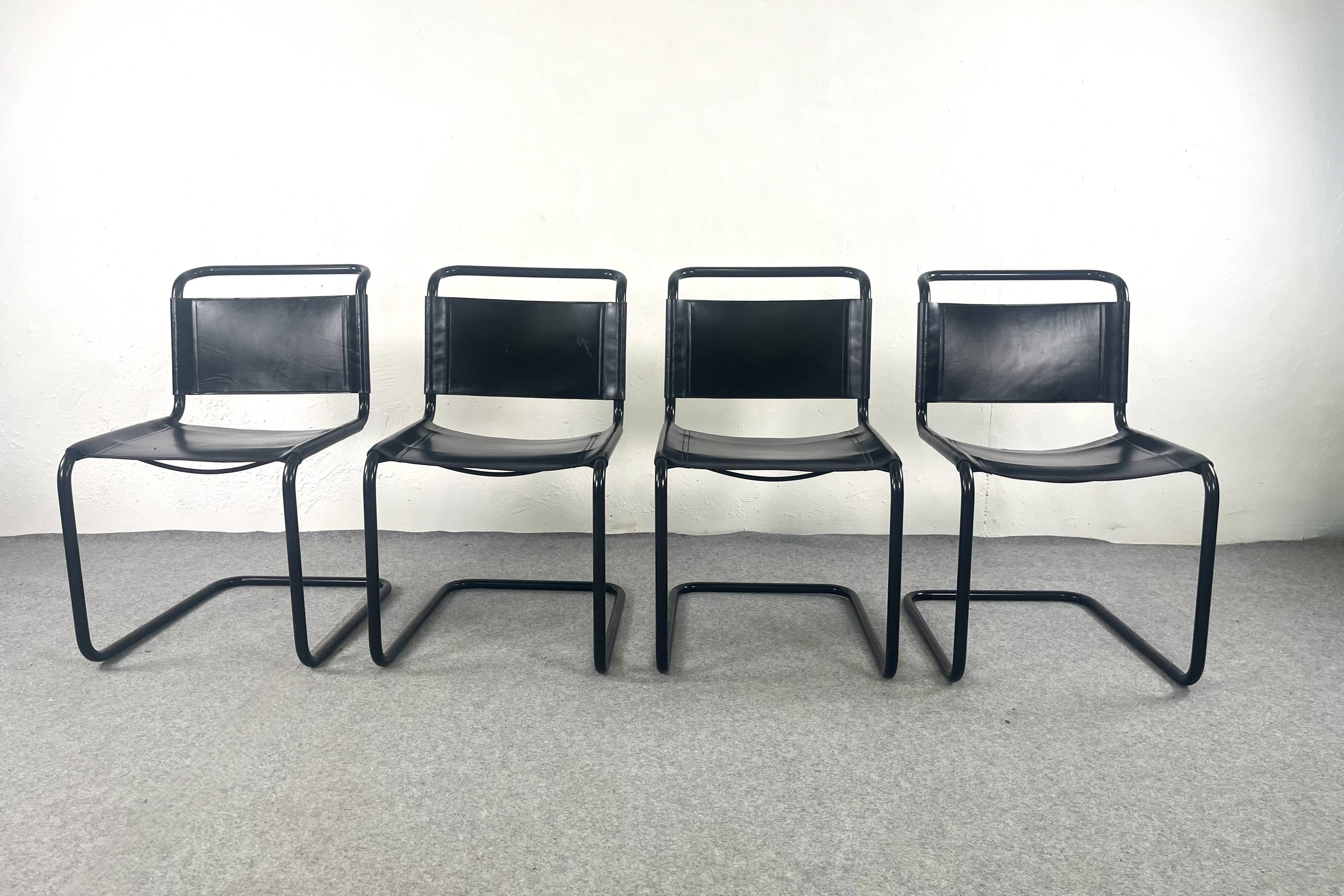 Série de 4 chaises dans le style  S33 de Mart Stam - 1960s