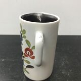 Former pitcher quimper gf ceramics white decor painted flowers - anse vintage