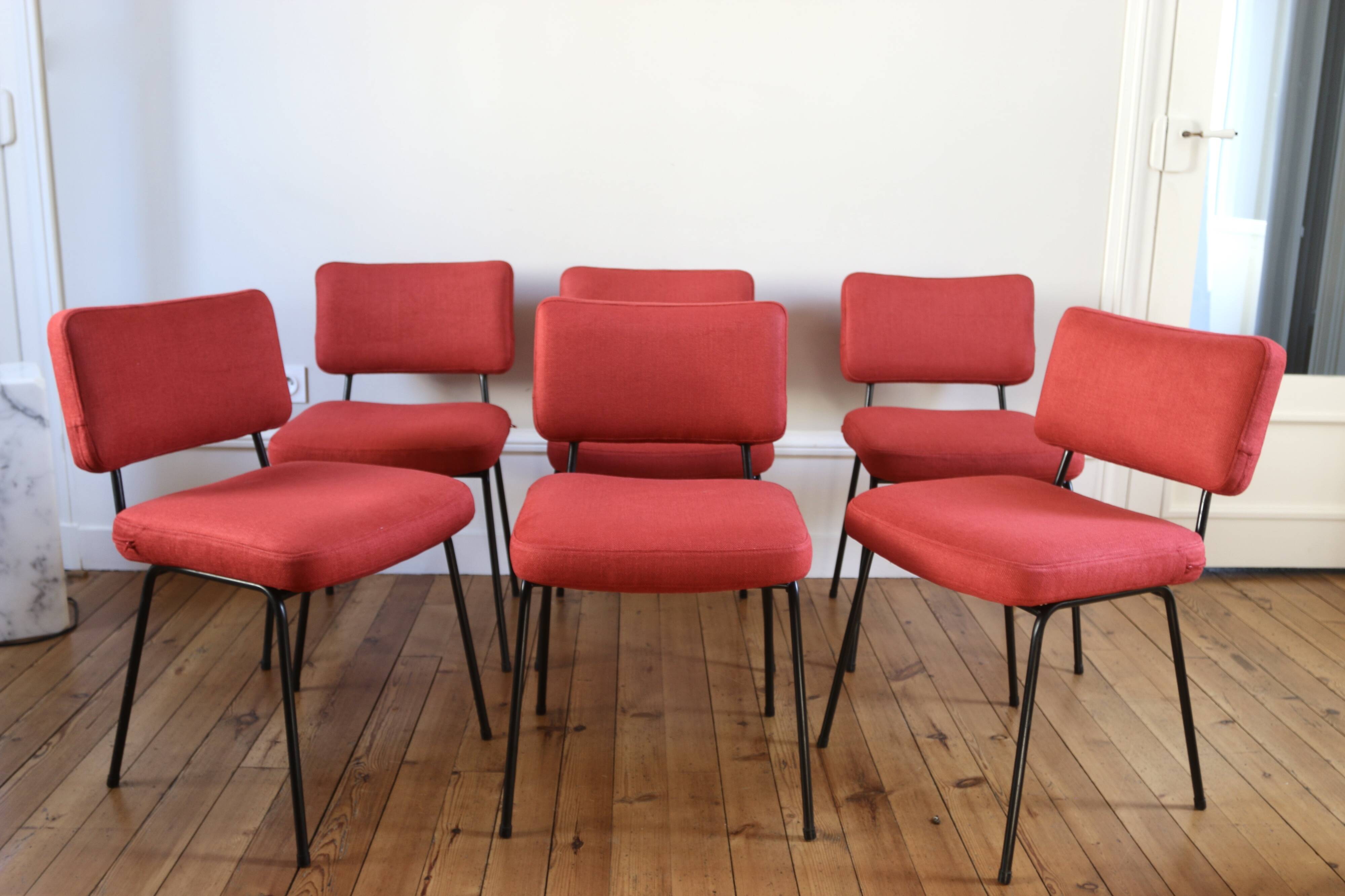 Set of 6 vintage modernist chairs by André Simard, Airborne 1960.