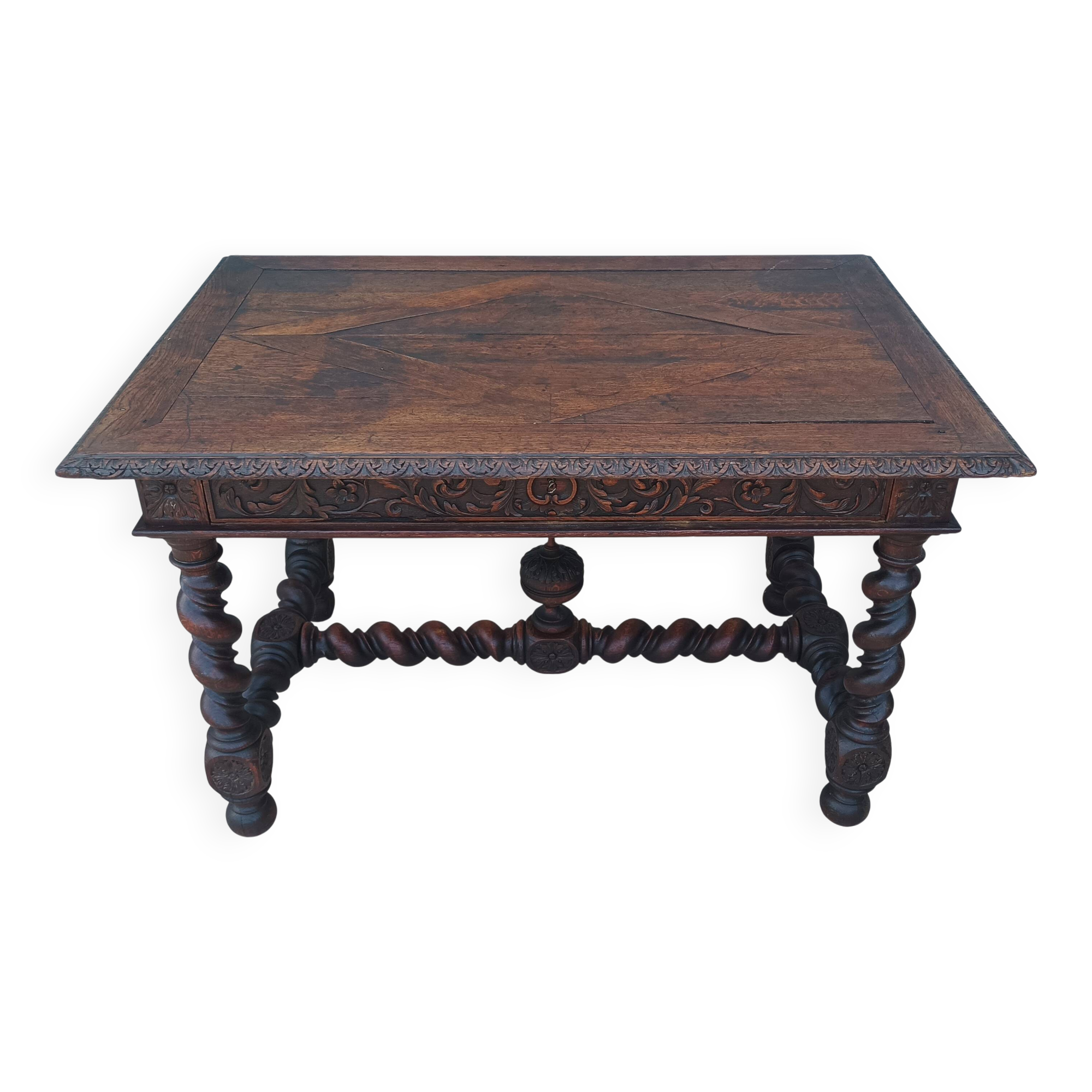 Bureau Louis XIII en chêne 19ème