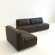 Set of 3 vintage space age modular leather sofas / armchairs in dark brown