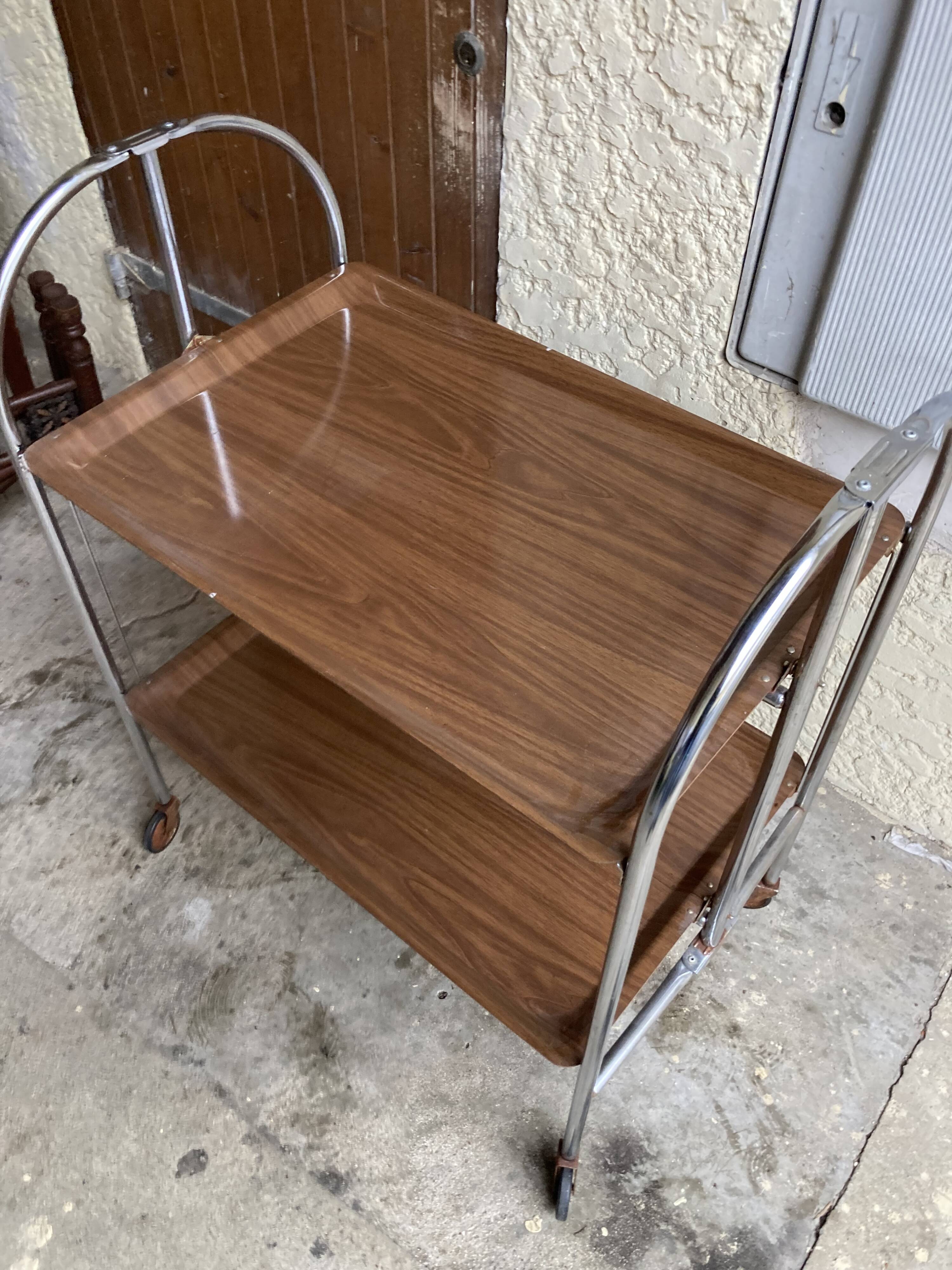 Vintage folding trolley serving cart