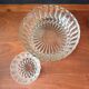 Transparent glass dessert service, vintage salad bowl France.