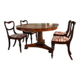 Set of William IV table (late 18th century) mahogany and 4 matching chairs
