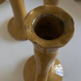 Pair of glazed earthenware candlesticks Pichon Uzès 1960